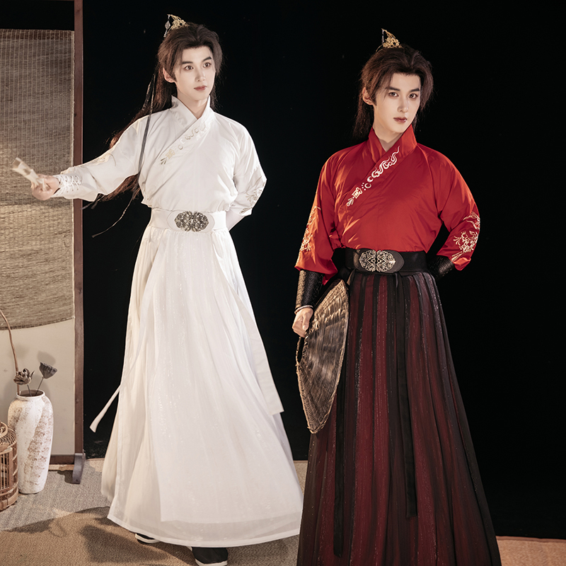 Hanfu for Men, Original Martial Arts Style, Fairy-Like Swordsman, Scholar, Chinese Style, Ancient Costume, Waist-Length Embroidered Student Daily Class Uniform Hanfu for Men, Original Martial Arts Style, Fairy-Like Swordsman, Scholar, Chinese Style, Ancient Costume, Waist-Length Embroidered Student Daily Class Uniform
