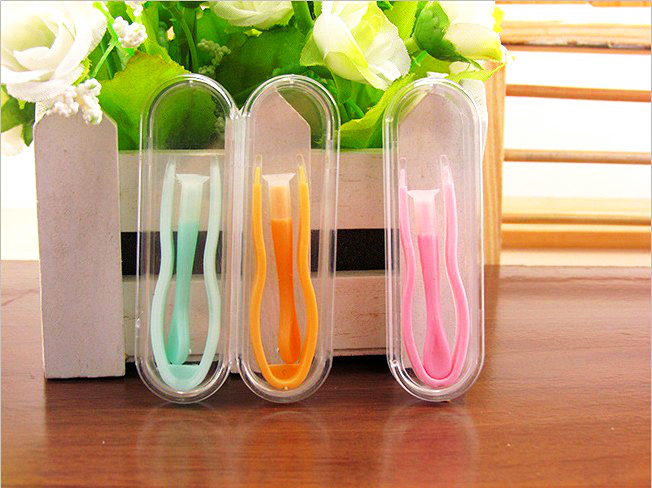 Nhíp dính liền với ống hút nhỏ kính áp tròng đồng hành hộp đơn giản, tải và kẹp silicon mềm - Kính đeo mắt kính gọng kính titan