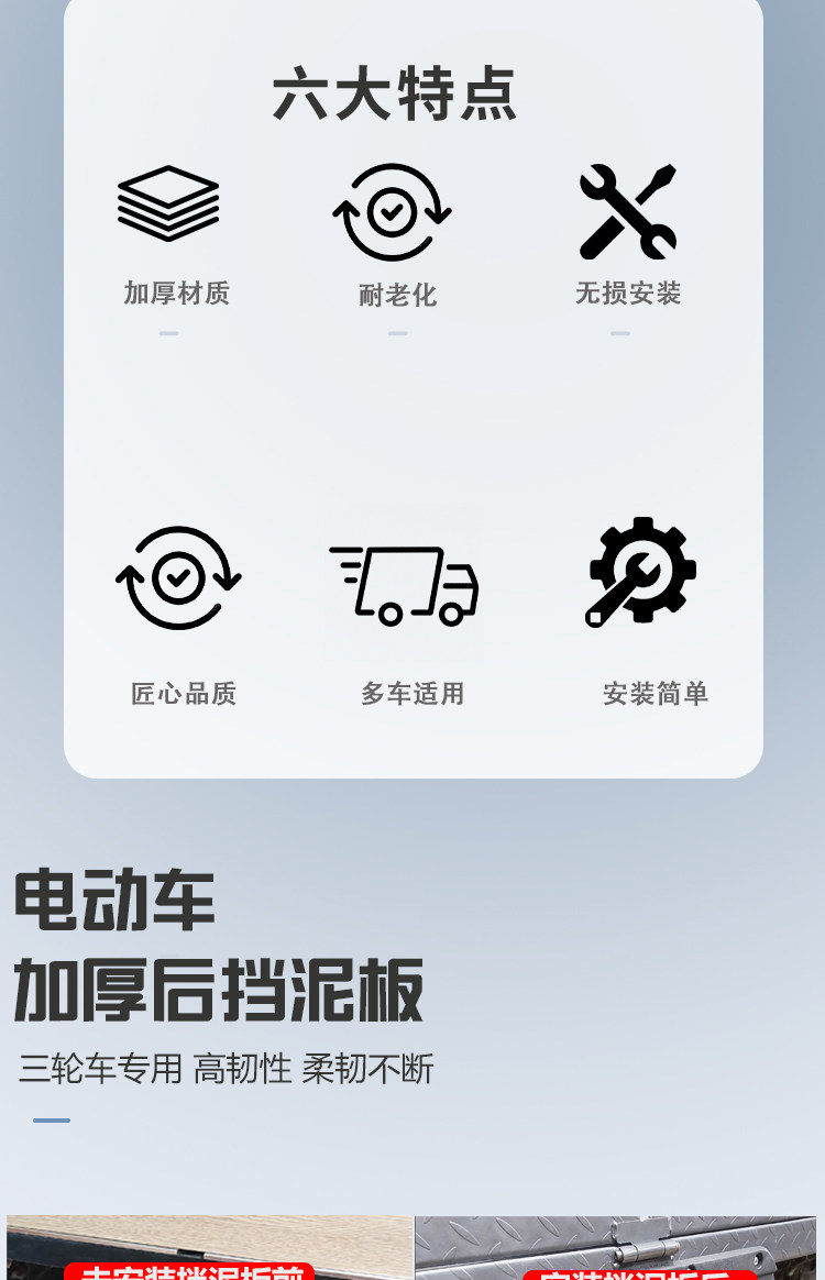 Suitable for Zongshen Foton rear fenders, waterproof and sun-proof mud flaps, enlarged and widened plastic universal water-blocking panels