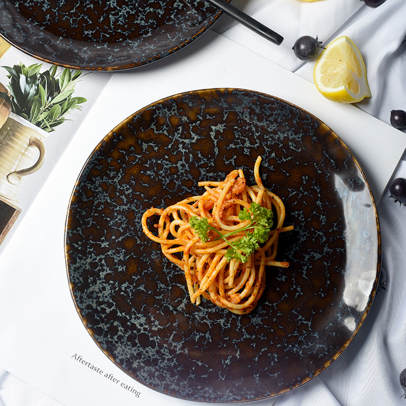 Dark Night Starry Sky Disc Creative Retro Ceramic Cutlery Cutlery Dish Home Plate Cake Tray Challapan Blemish