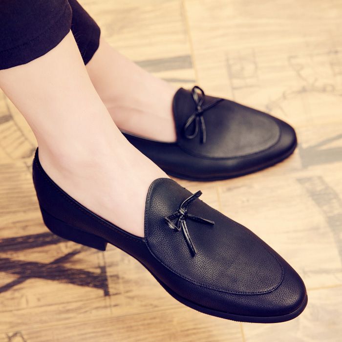 Autumn thin lazy one pedal beanie shoes men's all-match business casual leather shoes nightclub hair stylist trendy shoes