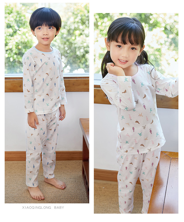 Xiao Qinglong trẻ em cotton điều hòa không khí phù hợp với đồ ngủ cotton siêu mỏng dịch vụ gia đình nam và nữ đồ lót phù hợp với mùa hè đồ đẹp cho bé gái