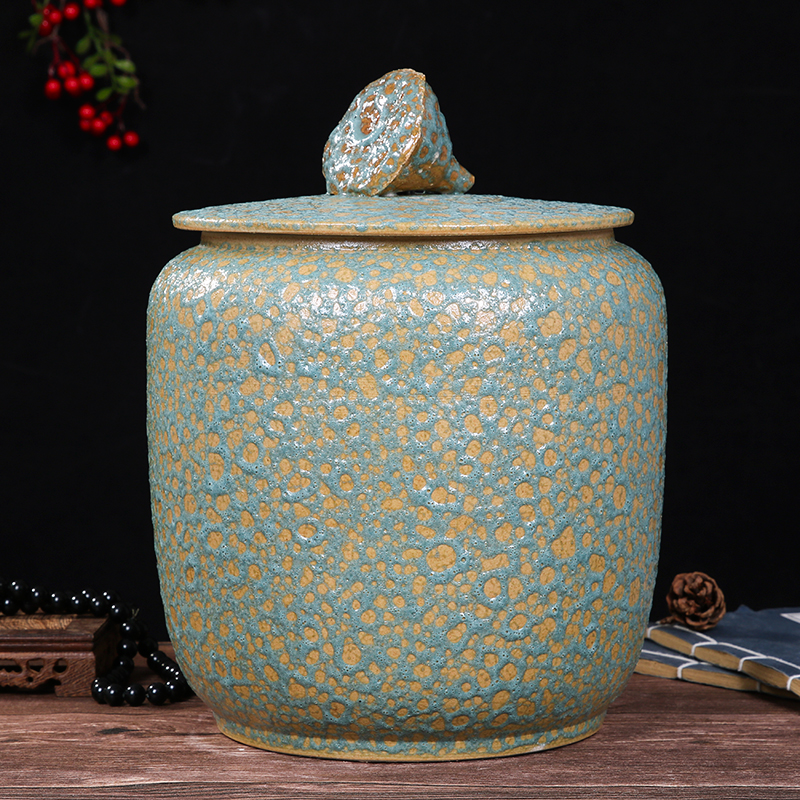 Jingdezhen ceramic rice tank rice bucket rice storage box 10kg20 catties with cover sealed bucket household moisture-proof insect-proof rice tank