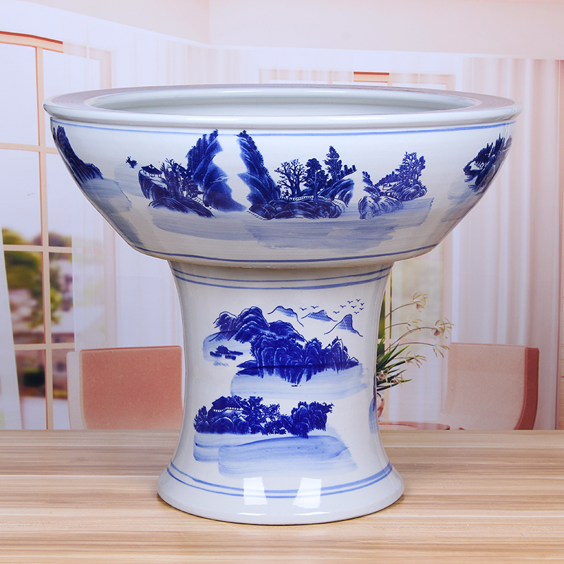 Ceramic fish tank Jingdezhen porcelain base Creative gold fish tank High foot water shallow turtle cylinder Sleeping Lotus Bowl Lotus Fish Raising Flowers