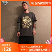 US West Coast Gang style dollar cash underground trading theme loose large size cotton gray green T-shirt