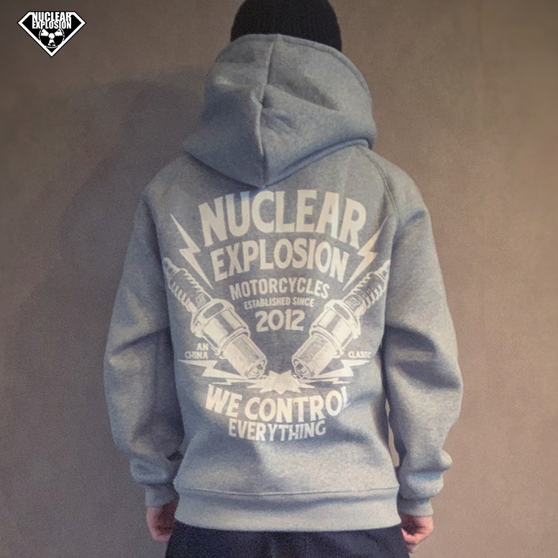 Nuclear Explosion Autumn Winter Warm Insert Shoulder Bag Rat Pocket Grey Locomotive Hood Hood With Hoodie Super Size Thickened and Flannel Clothing