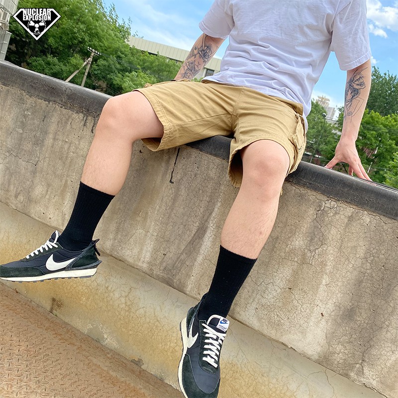 Nuclear Explosion Tide Card 2021A Loose All-cotton Outdoor Straight Drum Pumping Rope Horse Pants 50% Leisure large size Yard Tooling Shorts