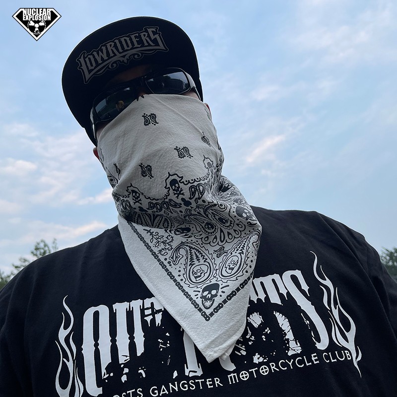 Nuclear Explosion White Self Chicano West Coast Style Hip Hop Headscarf Locomotive Face Towels skull waist fruit Flowers