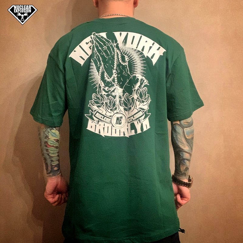 Nuclear explosion Chaicano chicano green Brucklin gang block loose large size pure cotton short sleeve t-shirt man