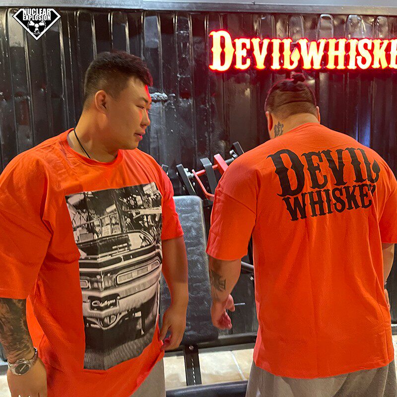 DW Hard Ham Hang Tide Red Challenger American Retro Revival Racifier Muscle Relaxing Large Size Cotton Short Sleeve T-Shirt Men