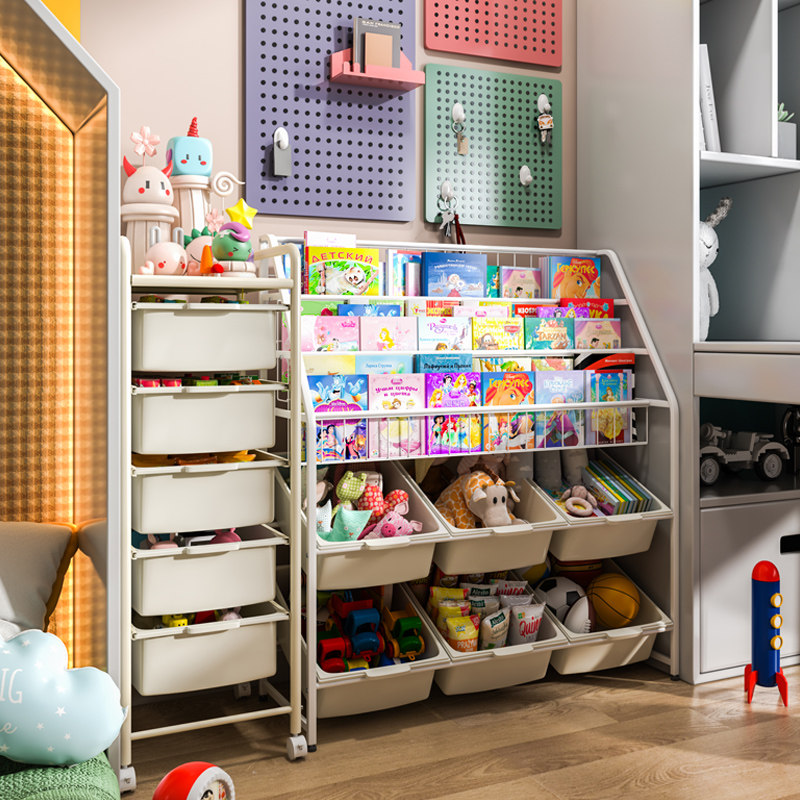 Children's bookshelf Toy storage rack Picture book rack One-piece baby toy rack Kindergarten storage box locker