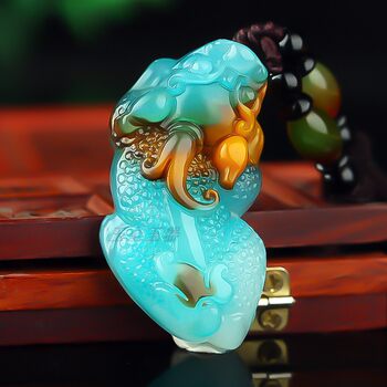 Xinjiang hotan jade cai jade pi xiu pendant men and women pi xiu pendant jade pendant colorful jade pi xiu jade pendant necklace