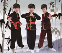 Childrens martial arts clothes Mens and womens long-sleeved practice clothes Adult performance clothes Childrens performance Tai Chi clothes Gold velvet autumn and winter