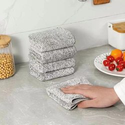 Four Pack of Bamboo Fiber Dishcloths That Are Not Easy to Stain with Oil, Cleaning Rags for Home Kitchen, Special Water-Absorbing and Oil-Removing Dishcloths