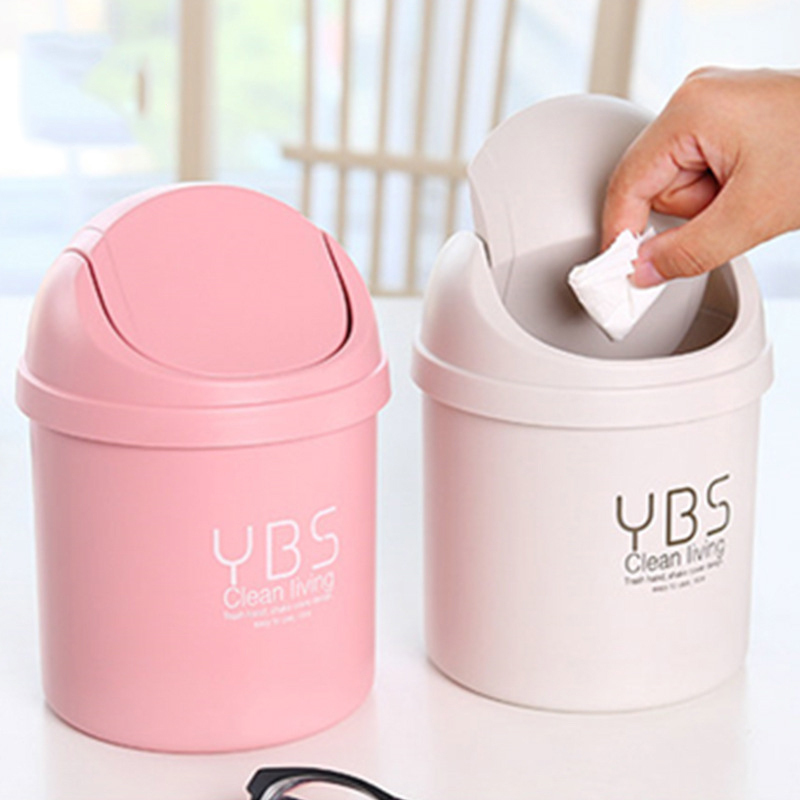 Student Stationery Creative Desktop Trash Can Gift Small Number Home Living Room Trash Cans Mini with cover Containing Wastepaper-Taobao