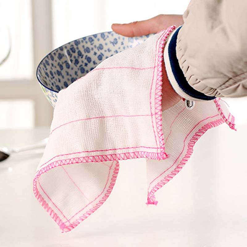 Household dishwashing pure cotton thickened water absorption does not lose hair Kitchen rag does not stick oil easy to dry white housework glass cloth