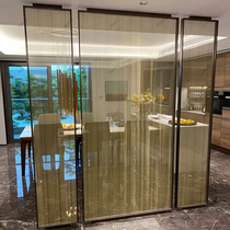 High-end metal wire art glass narrow frame screen partition sliding door kitchen living room balcony bathroom