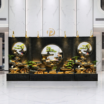 Chinese large water curtain wall Fake Mountain Fountain Flowing Water Trick Fish Pool Wind Water Wheel Landscape to Swing Piece Xuanguan into the household