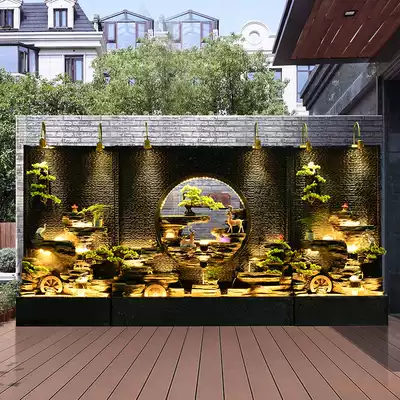 Water curtain wall water screen rockery landscaping Hotel living room decoration Indoor fountain waterscape opening lucky ornaments