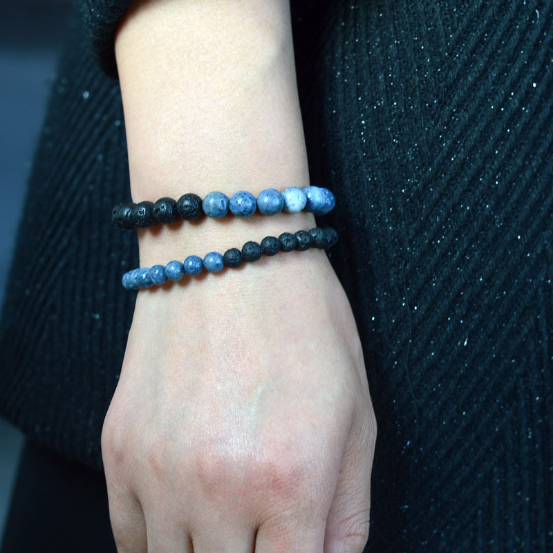 Original Natural Blue Coral Volcanic Stone High-End Buddha Bead Bracelet for Women, Exquisite Bracelet for Health and Detoxification, Artistic Jewelry