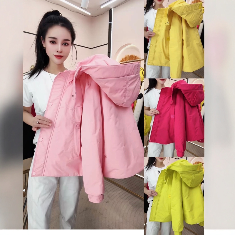 Candy-Colored Fashionable Label Casual Thin Cotton Short Jacket Korean Style 2026 Spring New Versatile Hooded Double-Layer Cotton Jacket