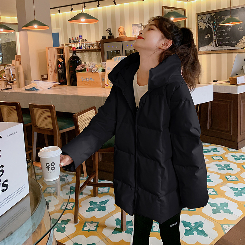 European Style Women's Mid-Length down Jacket, 2026 Winter New Fashion Korean Style Short Silhouette with Hood, Black