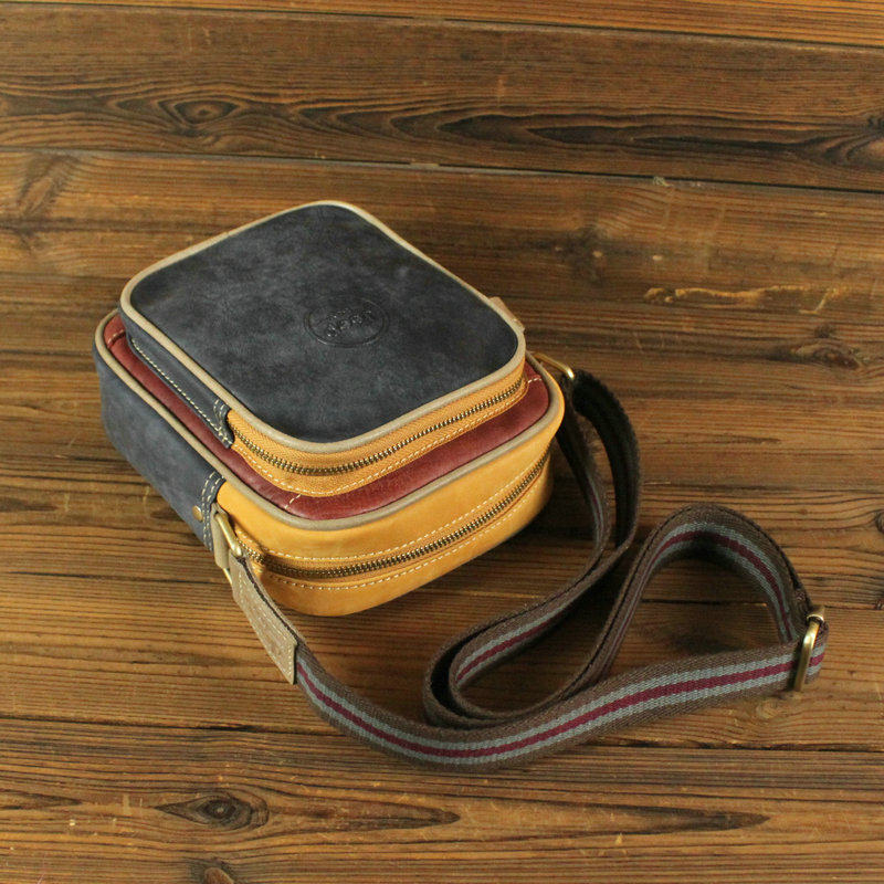 Gip Boy Boy Bag Genuine Leather Head Layer Cow Leather Small Single Shoulder Bag Diagonal Satchel Harp and Hit Color Retro Casual Diagonal Span-Taobao