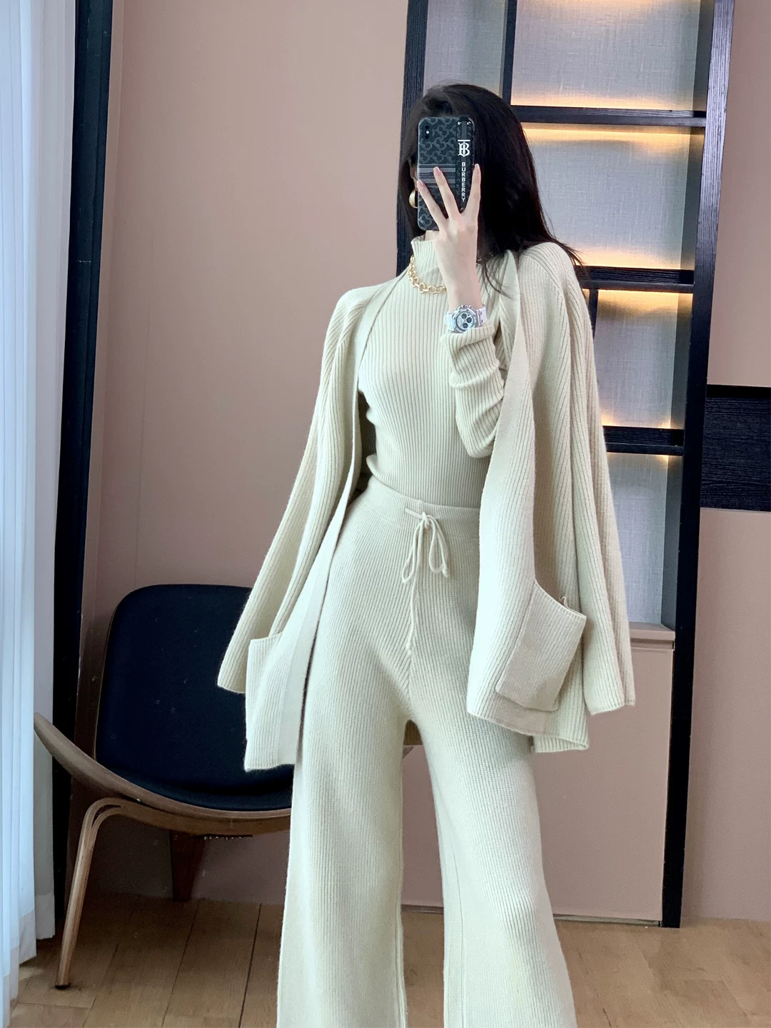Knitted sweater, retro set, demi-season skirt, 2022 collection, Chanel style, 3 piece set