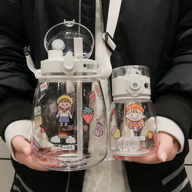 Cute large capacity water cup female summer big kettle net red cup oversized high value target big belly straw cup