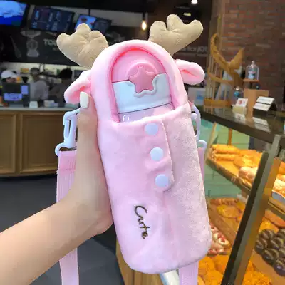 Children's thermos cup with straw dual-purpose 316 stainless steel male and female students cute girl cup baby large capacity