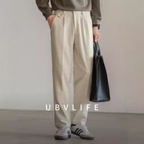 American Twill Brushed Casual Suit Pants Mens 2024 Autumn Warm Woolen Light Mature Business Commuting Pants