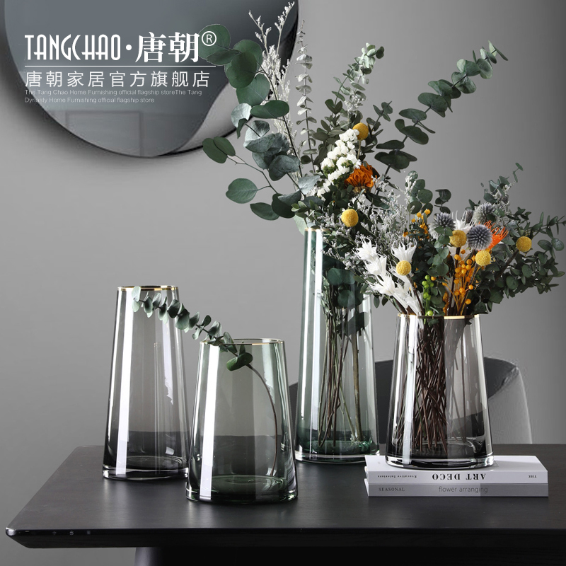 Nordic Light Lavish Sketch Gold Transparent Glass Vase Hem Living Room Creative Simplicity Joins Flower Arrangement Table Face Decorations