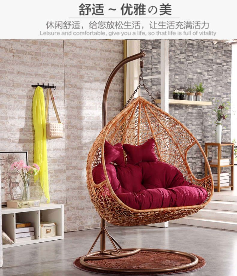 Natural Rattan Hanging Chair Double Personality Hammock Indoor Swing Chair Adult Balcony Bird's Nest Hanging Basket Rattan Chair Cradle Chair
