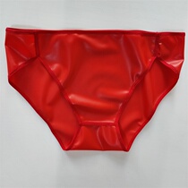 Latex Leather Pure Color Triangle Pants Hand Sexy Tight Fit Sanitary Strap Male And Female With Slot Care Swimming Panties