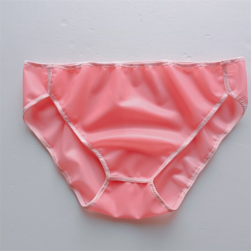 Latex Leather Pure Color Triangle Pants Hand Sexy Tight Fit Sanitary Strap Male And Female With Slot Care Swimming Panties