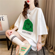 Pregnant women with shirt summer clothes 2022 new spring and summer t-shirt loose and large size female short-sleeved leisure summer fashion mom