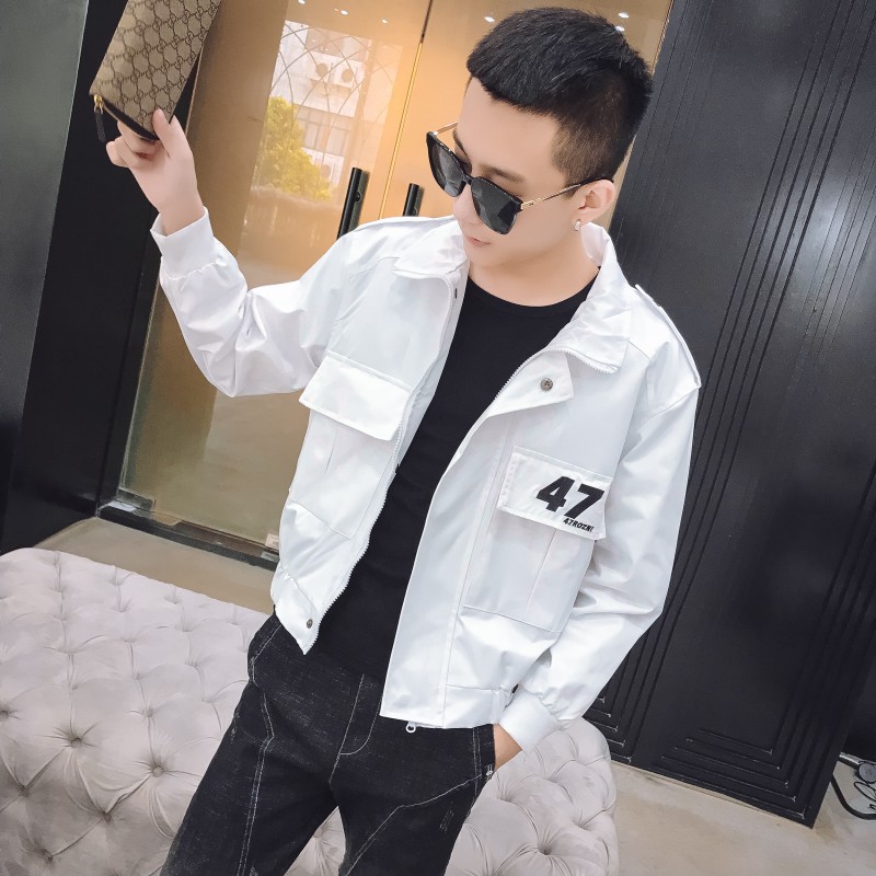 Mùa xuân áo khoác mỏng tay nhanh màu đỏ với tinh thần xã hội trẻ trung áo khoác mỏng nam bóng chày quần áo thủy triều áo khoác bóng chày