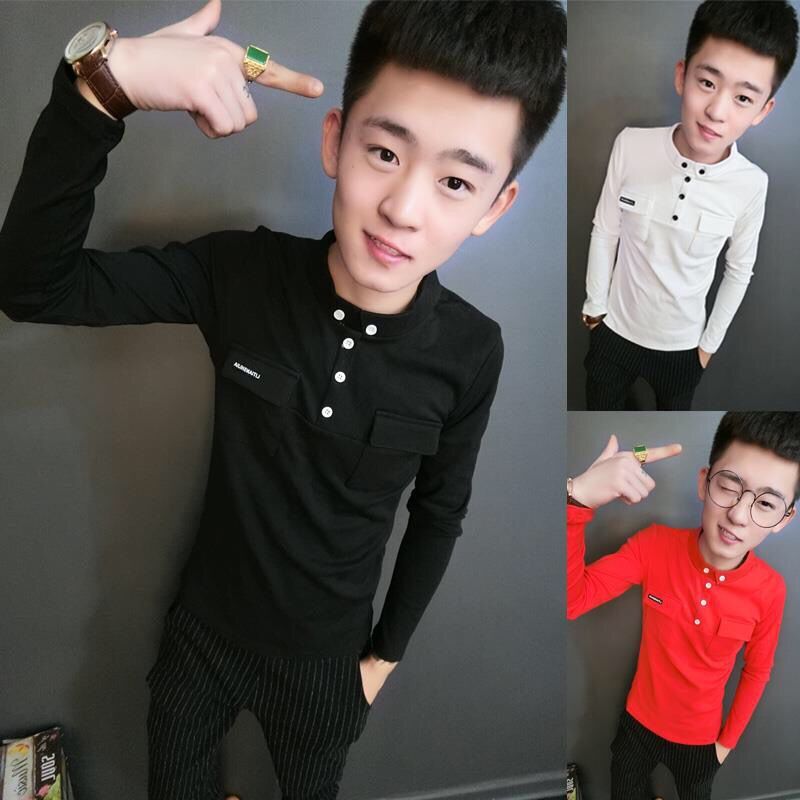 Mùa hè mới tay ngắn nhiều màu cổ tròn thủy triều nam Áo thun mỏng nửa tay áo tinh thần xã hội dài tay áo thun nam cao cấp