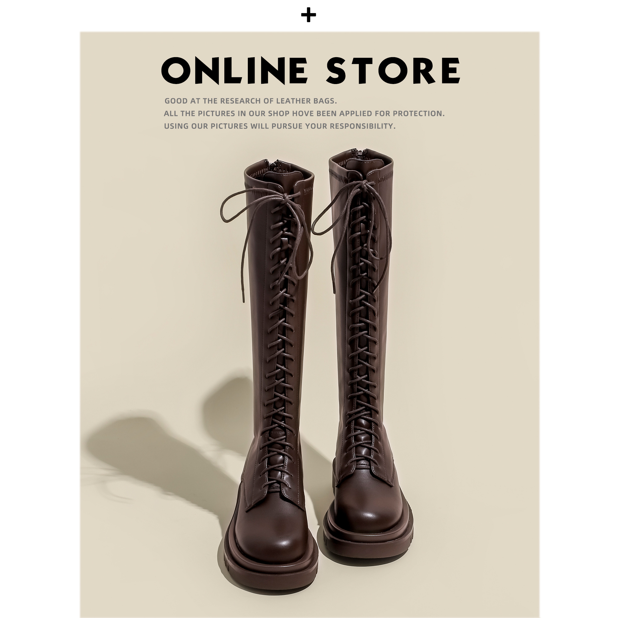 No Two Shoes Workshop Rider Boots Woman 2023 Winter New Inn Wind elastic thick bottom not crossing knee length boots high cylinder boots-Taobao