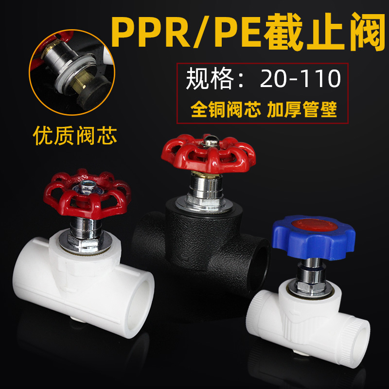 PPR lifting type globe valve 4 minutes 20 PE water pipe valve 6 minutes 25 gate valve switch handle exhaust pipe fittings