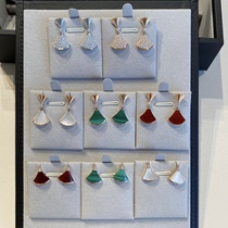 VCA DIY stud earrings white mother-of-pearl sterling silver 18K rose gold fan-shaped earrings premium light luxury diamond-set earrings