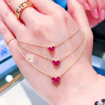 VCA DIY mysterious heart ruby necklace womens 18K gold red heart pendant love heart shape collarbone chain temperament