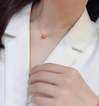 VCA DIYH necklace light luxury niche design sense new womens 18k rose gold enamel lettering collarbone pendant