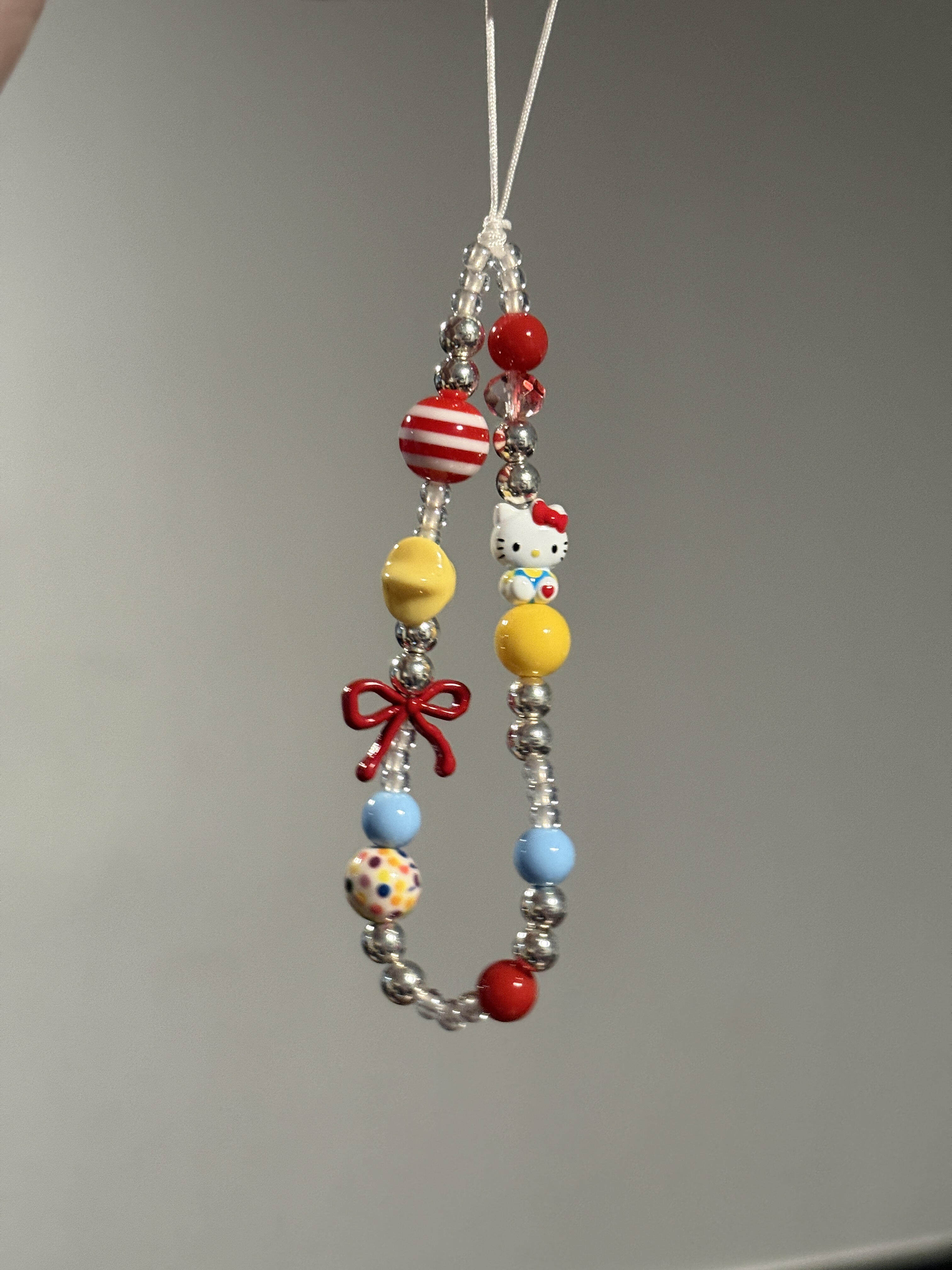 Instagram-style Korean-style phone charm with bow, KT beaded pendant, beaded phone bracelet, CCD pendant, camera charm.