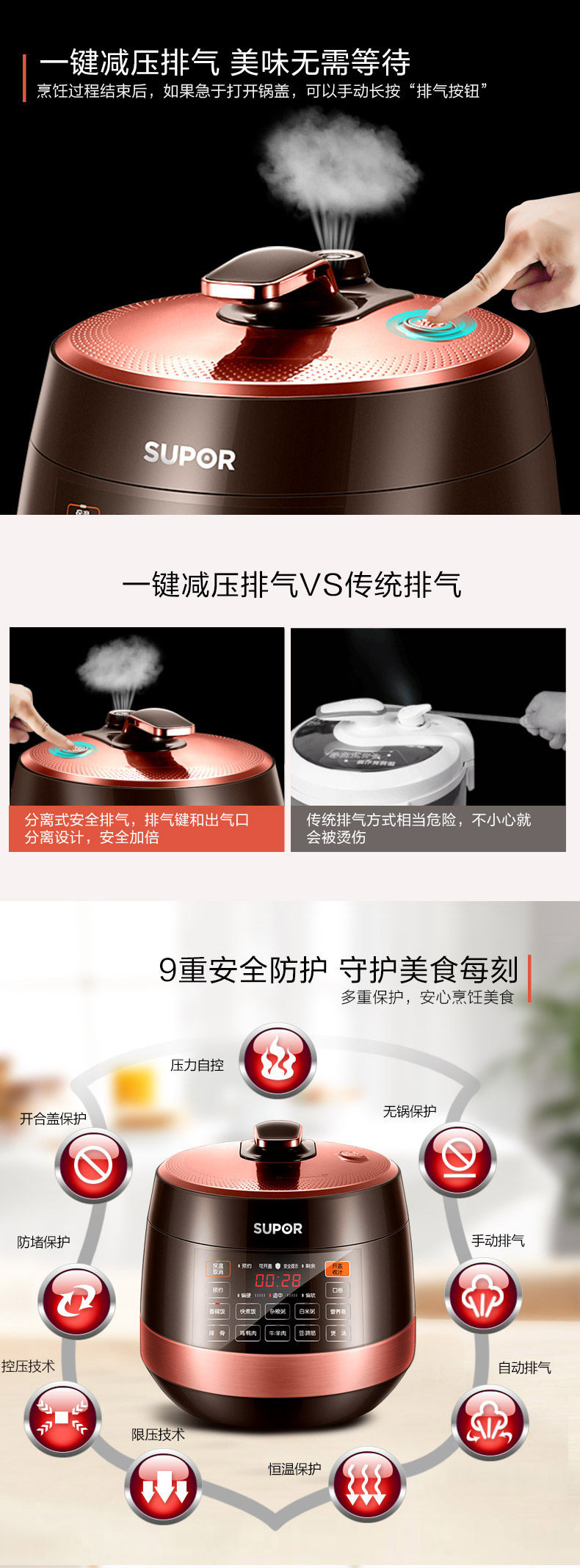 Электроварка 京东购物商城官网电器苏泊尔电压力锅家用智能5l高压饭煲6升