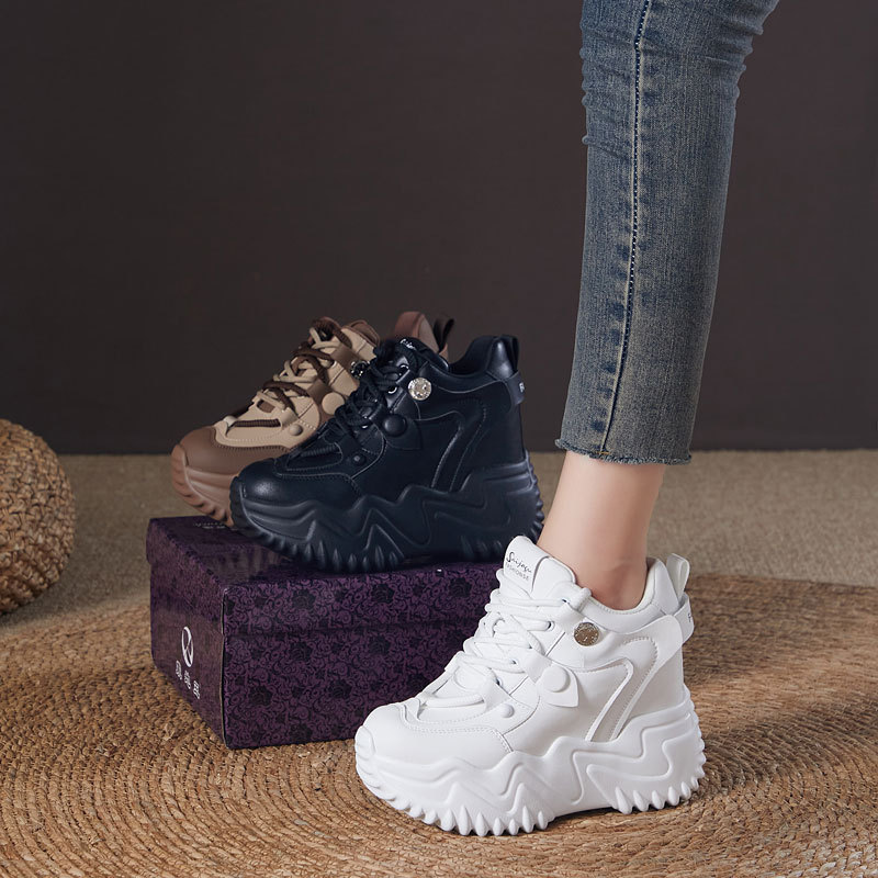 Earthquake King High Heel 12cm Dad Shoes for Women 2025 Autumn/Winter New Casual Thick-Soled Height-Increasing Sneakers ins Trend