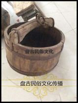 Old wooden bucket bucket Old wood wooden bucket Ancient wooden bucket Folk nostalgia old objects agricultural tools