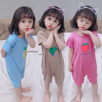 Modale Children Conjoined Pajamas Summer Thin girls Home Clothing Cute Baby Boy Baby Air Conditioning summer