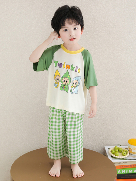 Boys' Pajamas Modal Summer Thin Style Three-Quarter Sleeve 2026 New Model Baby Air Conditioning Clothing Children's Loungewear Boys — 4