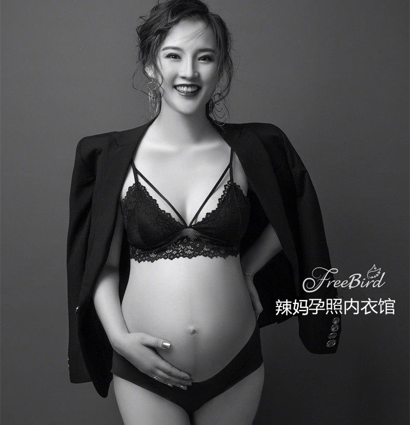 Pregnant Woman Lingerie Suit Pregnancy Pure Cotton Comfort Art Photos No Steel Ring Large Size Slim Fit Photo Special Black White